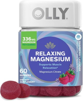 Picture of OLLY Relaxing Magnesium Gummies, Supports Muscle Relaxation* - 60 Count | Cognitive Support, 336mg Magnesium Citrate per 4 gummies, Gluten Free, Vegetarian, No Synthetic Colors