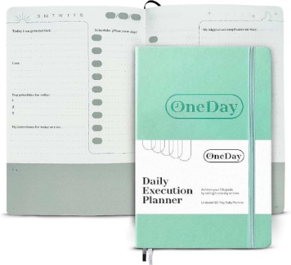 Picture of One Day Daily Execution Planner - Undated 90 Day Journal, Weekly and Monthly Planner | Hard Cover with Faux Leather (Teal)