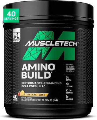 Picture of MuscleTech BCAA Amino Acids + Electrolyte Powder, Tropical Twist | 7g of BCAAs + Electrolytes Support - Build Lean Muscle & Boost Endurance - 614 Grams, 40 Servings