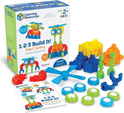 Picture of Learning Resources 1-2-3 Build It Robot Factory | Building Robots for Kids, Robot STEM Toys, Kids Engineering Toys, Toddler STEM Activity, Robots Building Kit