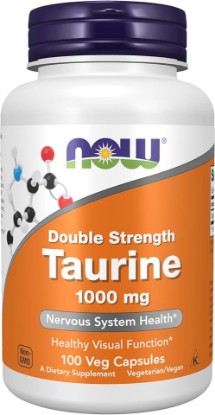 Picture of NOW Supplements, Taurine 1,000 mg, Double Strength, Nervous System Health*, 100 Veg Capsules