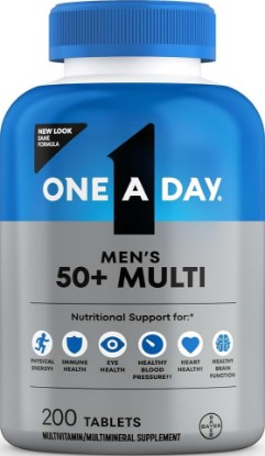 Picture of ONE A DAY Men’s 50+ Healthy Advantage Multivitamin, Multivitamin for Men with Vitamins A, C, E, B6, B12, Calcium and Vitamin D, Tablet, 200 Count (Pack of 1)