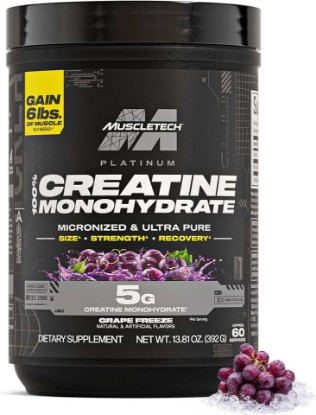 Picture of MuscleTech 100% Creatine Monohydrate, Grape Freeze - 13.81 Oz | 5g Creatine Essential Series Platinum - 60 Servings