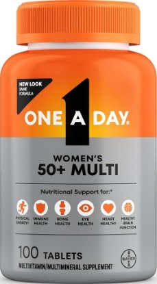 Picture of ONE A DAY Multivitamin for Women 50 and Over Tablets, Womens Multivitamin 50 plus with Vitamins D, C, E, Zinc & Biotin, Daily Vitamins for Woman 50+, 100 Ct (Packaging May Vary)