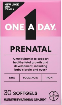 Picture of ONE A DAY Prenatal Vitamins- Folic Acid, Iron, Omega- 3 (DHA), Pregnancy Vitamins for Women, Prenatal Multivitamin for Mom and Baby Support, Pregnancy Must Haves 30 Ct (Packaging May Vary)