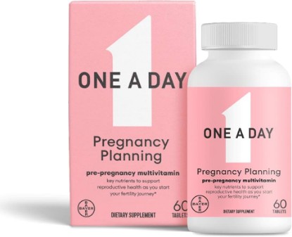 Picture of ONE A DAY Pregnancy Planning Prenatal Multivitamin for Women, Pre Pregnancy Vitamins for Women with Methylfolate, Folic Acid, Zinc, Vitamin B12 & Vitamin D to Support Reproductive Health, 60 Tablets