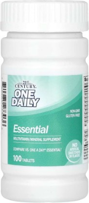 Picture of 21st Century One Daily Essential Multivitamin Multimineral, 100 Tablets | Complete Once-Daily Multivitamin & Multimineral, Compare VS. One A Day® Essential, Adults, Comparable to the Leading Brand