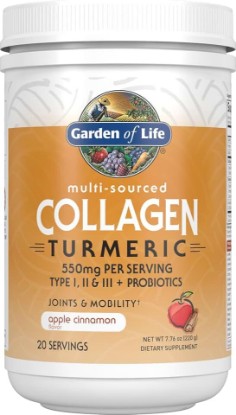 Picture of Garden of Life Multi-Sourced Collagen Powder with Turmeric, Apple Cinnamon | Collagen Peptides with Turmeric Powder, Supplement Drink Mix