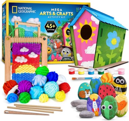 Picture of National Geographic Mega Arts and Crafts Activity Kit for Kids Ages 8-12 | Rock Painting, Weaving Loom for Kids & Birdhouse Craft, 3 Creative Projects, 25 Bonus Activities, Art Supplies, Birthday Gift