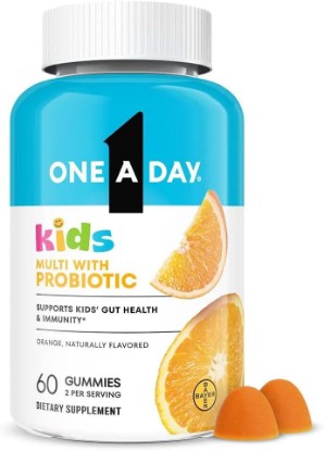 Picture of ONE A DAY Kids Multivitamin with Probiotic, Multivitamin Gummies, Kids Probiotic for Digestive Health, Gummy Vitamins with Vitamin D for Immune Support, Orange Flavor, 60 Count