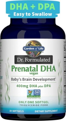Picture of Garden of Life Dr. Formulated Prenatal Vegan DHA - Certified Vegan Omega 3 Supplement with 400mg DHA + DPA from Algal Omega 3 in Triglyceride Form, Non-GMO, 30 Softgels | Plant Based Omega-3 with DHA and DPA in Triglyceride Form for Brain Health, Pregnancy and Lactation Support, Non-GMO, Vegan
