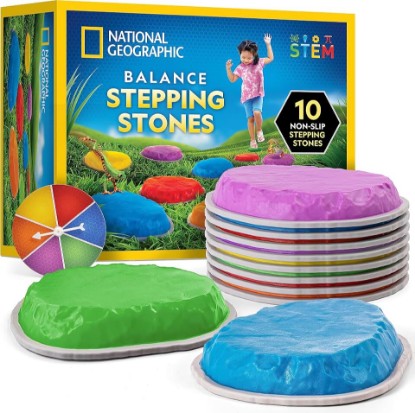 Picture of National Geographic 10-Piece Balance Stepping Stones Set for Kids | Durable Non-Slip Design, Indoor Outdoor Obstacle Course, Coordination and Gross Motor Skills, Toddler Active Play