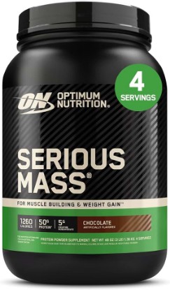 Picture of Optimum Nutrition Serious Mass Weight Gainer Protein Powder, Chocolate, 3LB | Weight Gainer Protein Powder, Mass Gainer with Whey Protein, Creatine, Glutamine, BCAAs, Vitamins & Minerals, Easy Mixing