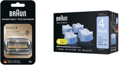 Picture of Braun Series 9 Electric Shaver Replacement Head - 92S - Compatible with All Series 9 Electric Razors & Clean & Renew Refill Cartridges CCR - 4 Pack
