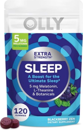 Picture of OLLY Extra Strength Sleep Pouch, 5 mg Melatonin, L-Theanine - 120 Count | Sleep Support, 5mg Melatonin, L-Theanine & Botanical Extracts, Gluten Free, No Synthetic Colors, No Synthetic Flavors