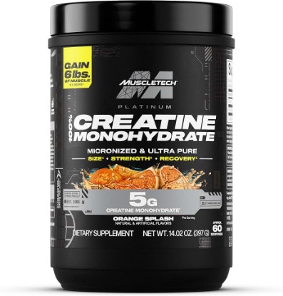 Picture of MuscleTech 100% Creatine Monohydrate, Orange Splash - 13.81 Oz | 5g Creatine Essential Series Platinum - 60 Servings