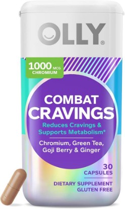 Picture of OLLY Combat Cravings, Metabolism Support, 1000 mcg Chromium - 30 Count | Active Support, Clinically-studied Chromium Picolinate, Green Tea and Goji Berry, Gluten Free, No Synthetic Colors or Flavors