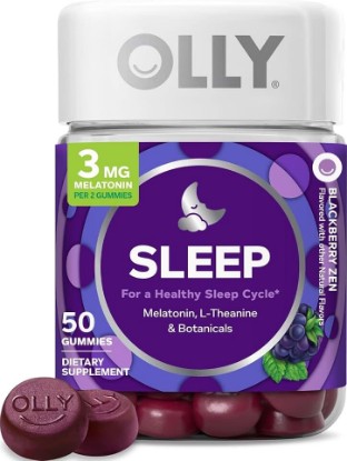 Picture of OLLY Sleep Support Gummy Supplement,* 3 mg Melatonin, L-Theanine - 50 Count | Sleep Support, 3mg Melatonin, L-Theanine & Botanical Extracts, Gluten Free, No Synthetic Colors, No Synthetic Flavors