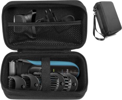 Picture of Case for Braun Electric Razor for Men, Series 3 3010Bt, 3 310s, Series5 5190cc, Series 7 7865cc, organizer for razor, heads and combs, brush, oil and cord, mesh accessories pocket