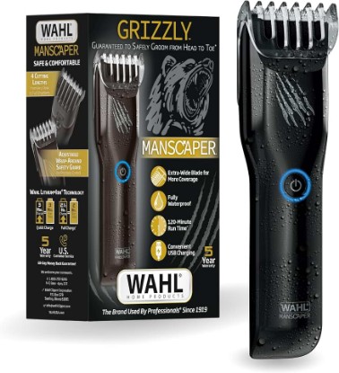 Picture of Wahl Manscaper Grizzly Cordless Wet/Dry Groin & Body Hair Trimmer for Men | Safely Trim Body Hair, Extra Wide Stainless Steel Blade Trimmer, Waterproof Body Shaver With Usb Charge – Model 3026572