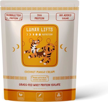 Picture of Lunar Lifts Coconut Mango Cream Protein Powder, Keto, 10 Servings | Keto-friendly protein powder combines creamy coconut and tropical mango flavor for a convenient protein shake.