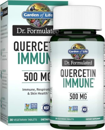 Picture of Garden of Life Quercetin Once Daily Immune System Support Supplement with Vitamin C, D & Probiotics – Dr Formulated – Immune Health, Respiratory and Skin Health, Gluten Free, Non GMO – 30 tablets