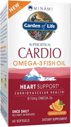 Picture of Garden of Life Fish Oil Omega 3 - Cardio Omega-3 Fish Oil Supplement for Heart Health, 915mg Omega 3 Fatty Acids EPA & DHA - Orange Flavor, Two Month Supply, Minami Ultimate Supplements, 60 Softgels | 915mg Omega-3 Fatty Acids with EPA and DHA for Heart Health, Super Concentrated Fish Oil Dietary Supplement, Orange Flavor