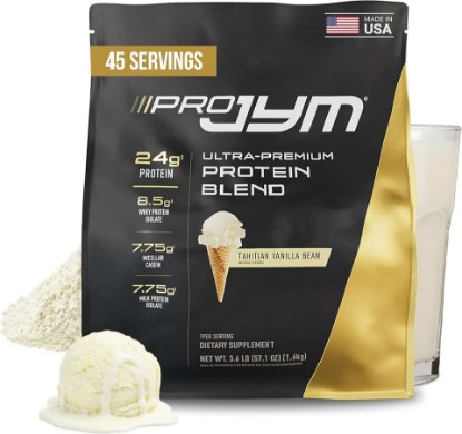 Picture of JYM Tahitian Vanilla Bean Whey & Casein Protein Powder, 3.6 lb, 45 Servings | Micellar Casein & Milk Protein Isolate, Lean Muscle Building, Pre & Post Workout Nutrition, Men & Women