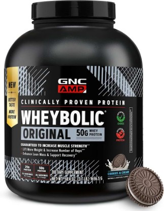 Picture of GNC AMP New Wheybolic, Cookies & Cream, 58.4 oz, 26 Servings | Provides 25g Whey Protein and 3.1g Leucine per Scoop to Support Muscle Strength, Gluten-Free and Banned Substance Tested