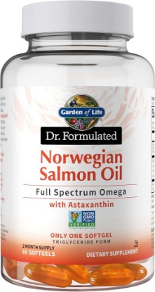 Picture of Garden of Life Dr. Formulated Salmon Oil Soft Gels, Full Spectrum, 60ct | Full Spectrum Omega-3 Fish Oil with EPA, DHA, DPA - Heart Health Dietary Supplement