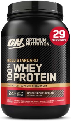 Picture of Optimum Nutrition Gold Standard Whey Protein, Double Rich Chocolate, 2 LB | 24g of 100% Whey Protein Powder Per Serving, with BCAAs, Gluten Free, Banned Substance Tested, Easy Mixing, Muscle Support