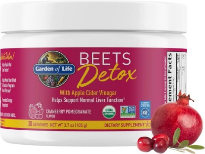 Picture of Garden of Life Organic Beet Root Powder with Antioxidants, Vitamin C, Probiotics & Apple Cider Vinegar for Digestive & Liver Health – BEETS Detox – Vegan, Non GMO, Cranberry Pomegranate, 30 Servings | With Apple Cider Vinegar– Digestive & Liver Health, Vegan, Non-GMO, Gluten-Free, ACV & Probiotics USDA Organic
