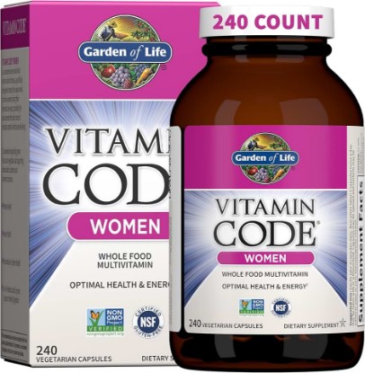 Picture of Garden of Life Multivitamin for Women, Vitamin Code Women's Multi - Whole Food Womens Multi Vitamins, Iron, Folate not Folic Acid, Vitamin A and Probiotics for Womens Energy, 240 Vegetarian Capsules | Iron & Folate - Whole Food Vitamins with Probiotics, Digestive Enzymes, Immune Support, Non-GMO, Kosher