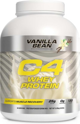 Picture of C4 Whey Protein, 25g of Protein for Muscle Recover, Vanilla, 66 Servings | Vanilla flavor with 25g whey protein and 0g added sugar for muscle recovery and support.