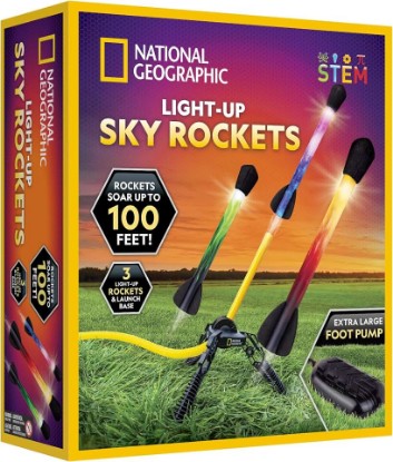 Picture of National Geographic LED Air Rocket Launcher Toy for Kids Ages 8-12 | Launches Up to 100 Feet, Air Powered, Foam-Tipped Rockets, Outdoor STEM Toy, Light-Up Rocket, Birthday Gift