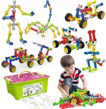 Picture of Huaker STEM Building Toys for 3 4 5 6 7 8 Year Old Boys Girls Birthday Gift | 180 Pcs STEM Activity Kit & Toy for Kids Ages 3-8 with Portable Storage Box, Perfect for Preschool, Homeschool, and Classroom