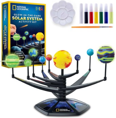 Picture of National Geographic Glow in the Dark Solar System Model for Kids Ages 8-12 | Build and Paint 3D Planets with Movable Arms, Space Bedroom Decor, Astronomy STEM Project, Birthday Gift