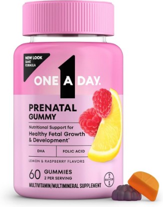 Picture of ONE A DAY Prenatal Vitamins for Women Gummies- Pregnancy Vitamins for Women with Folic Acid, DHA, Iodine, Prenatal Gummies, Iron-Free, 60 Ct
