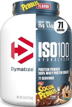 Picture of Dymatize ISO100 Protein Powder, 100% Whey Isolate, Cocoa Pebbles | 25g Protein, Hydrolyzed, Fast-Absorbing, Supports Muscle Health, 5.5g BCAAs, Gluten-Free, 71 Servings, 5 lb