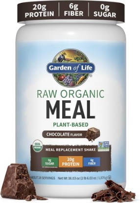 Picture of Garden of Life Raw Organic Meal Protein Powder, Chocolate, 28 Servings | Raw Organic, with Plant Based Pea Protein, Sprouts, Greens, Probiotics, Dairy Free 28 Servings USDA Organic