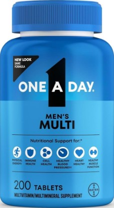 Picture of ONE A DAY Multivitamin for Men - Daily Mens Multivitamins with Vitamin D, Zinc, Folic Acid, and B Vitamins, Physical Energy Support, 200 Count