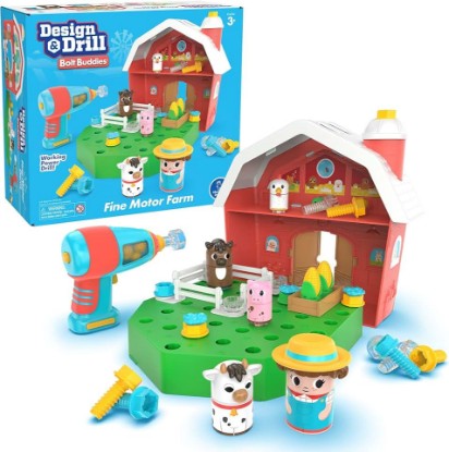 Picture of Educational Insights Design & Drill Bolt Buddies Barn - Construction Toys & Tools for Kids, Take Apart STEM Set with Real Electric Toy Drill, Pretend Play Building Kit, Gifts for Toddlers Ages 3+