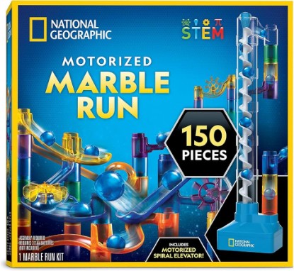 Picture of National Geographic Motorized Marble Run 150-Piece Building Set for Kids | Motorized Elevator, 30 Marbles, Storage Bag, Perpetual Motion Machine, Physics Learning, STEM Toy, Marble Maze