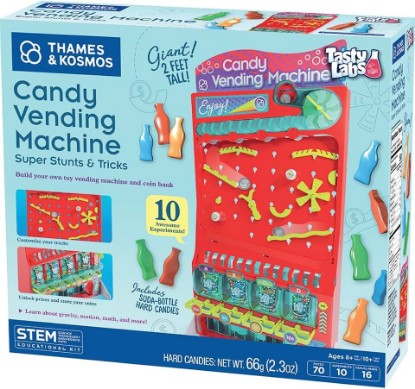 Picture of Thames & Kosmos 2-ft Tall Candy Vending Machine STEM Kit | Build Toy Vending Machine with 10 Gravity & Motion Experiments | Coin Sorting Bank | Math & Engineering Lessons