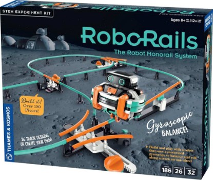Picture of Thames & Kosmos RoboRails STEM Kit, Toy of The Year Winner, Build a Robot Monorail System w/Splitters, Cross Switch, Seesaw Mechanism, Modern-Day Model Train Set, Explore Physics, Gyroscopic Forces