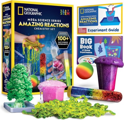 Picture of National Geographic Amazing Chemistry Set with 100+ Experiments Ages 8-12 | Crystal Growing, Chemical Reactions, STEM Projects, Hands-On Science Experiments, Science Kit, Birthday Gift