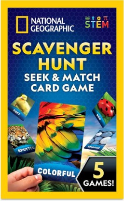 Picture of National Geographic Scavenger Hunt Seek and Match Card Game for Kids | 40 Jumbo Treasure Hunt Cards, Seek-and-Match Play, Indoor and Outdoor Activities, Travel and Camping Game, Ages 4-8
