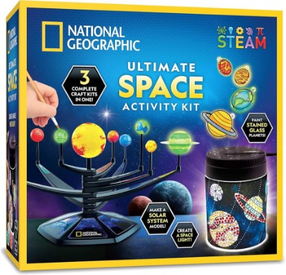 Picture of National Geographic Ultimate Space Arts and Crafts Activity Kit for Kids | Diamond Painting Night Light, Solar System Model, Stained Glass Suncatcher Window Art, Glow Crafts, Outer Space STEAM