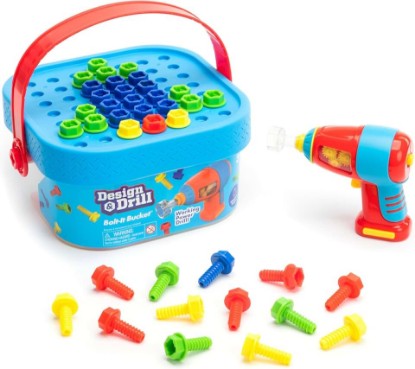 Picture of Educational Insights Design & Drill Bolt-It Bucket - Construction Toys & Toddler Tools, Kids Tool Set with Real Electric Drill Toy, Take Apart STEM Set, Building Kits and Gifts for Ages 3+