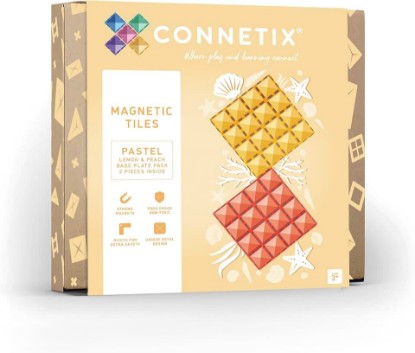 Picture of CONNETIX Magnetic Tiles Pastel Lemon & Peach Base Plate Pack, 2 Pieces